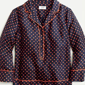 JCrew Collection silk-twill popover top in polka dot